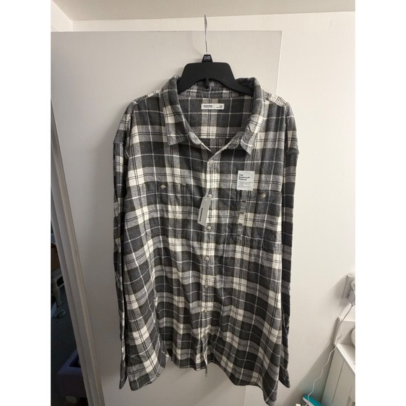 Sonoma Goods For Life Other - Sonoma Goods for Life Mens 4XB Grey White Plaid Supersoft Flannel Shirt NWT